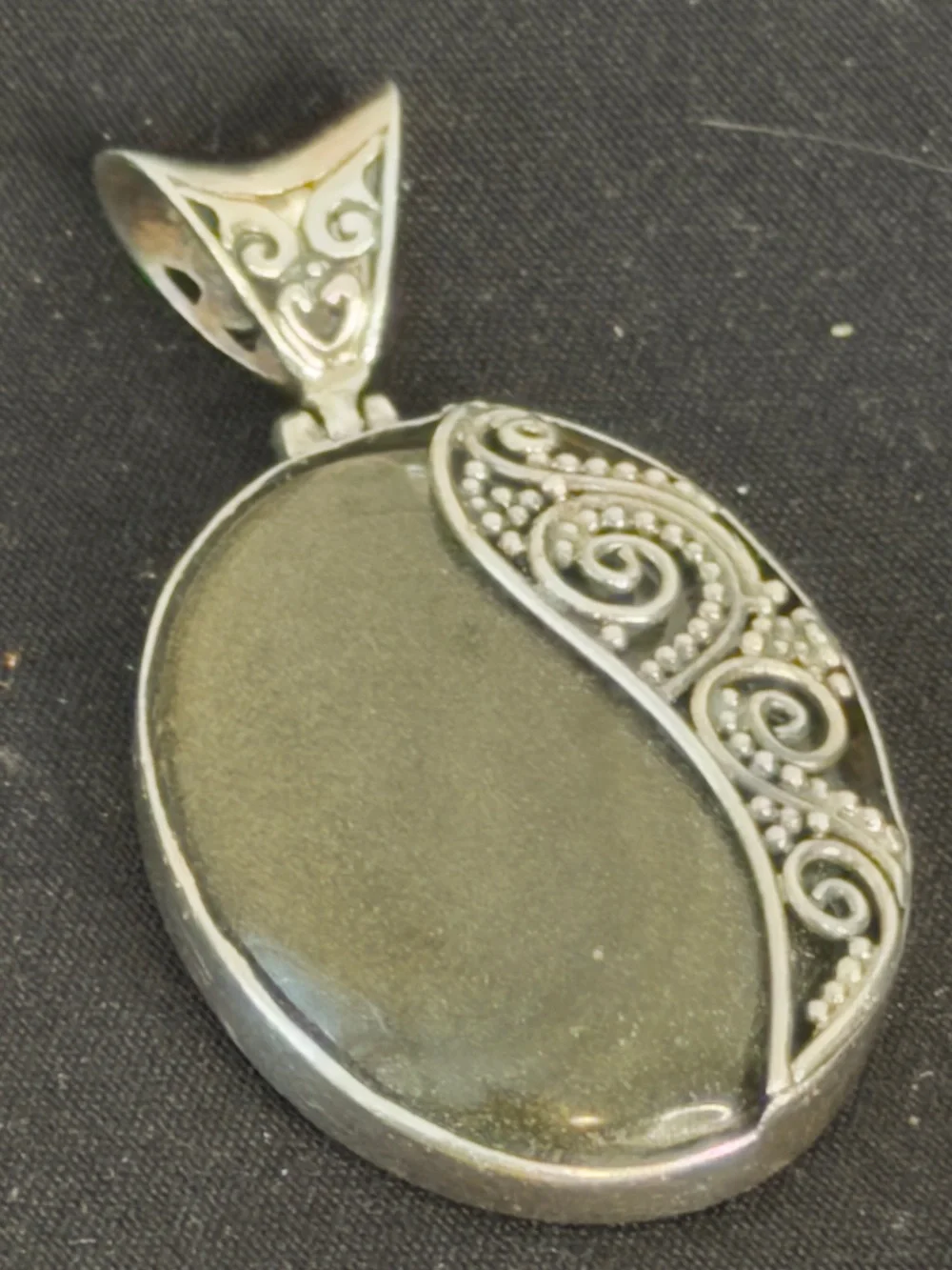 Sterling Silver Golden Sheen Obsidian Filigree Pendant